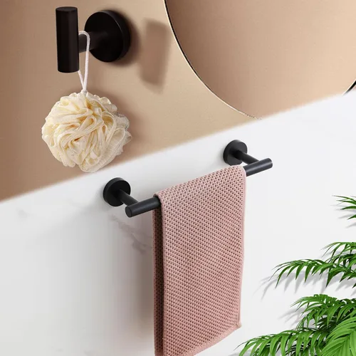 Miniatura 6 de SEIDO Toallero de 3 piezas para pared de baño, juego de accesorios de baño negro, juego de accesorios de baño de acero inoxidable SUS 304, toallero