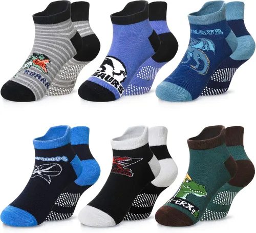 Miniatura 7 de Eyean Calcetines tobilleros de algodón para niños, diseño de animales, suaves, antideslizantes, para niños y niñas, calcetines invisibles, 6 pares