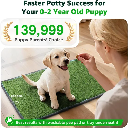 Miniatura 2 de Almohadilla de césped artificial para perros Orinal: 33.2 x 20.8 pulgadas de hierba falsa para perros cachorros entrenamiento para orinar y hacer