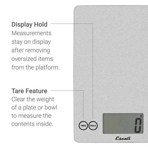 Miniatura 2 de Escali Arti Báscula Digital de Vidrio para Alimentos de Encimera de Cocina, Báscula para Hornear y Cocinar con Contador de Nutrición y Calorías