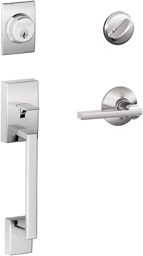 Miniatura 12 de Schlage F60 CEN 622 LAT CEN Century - Juego de manijas de entrada delantera con palanca Latitude, acero aleado, cerrojo con llave de 1 lado, negro
