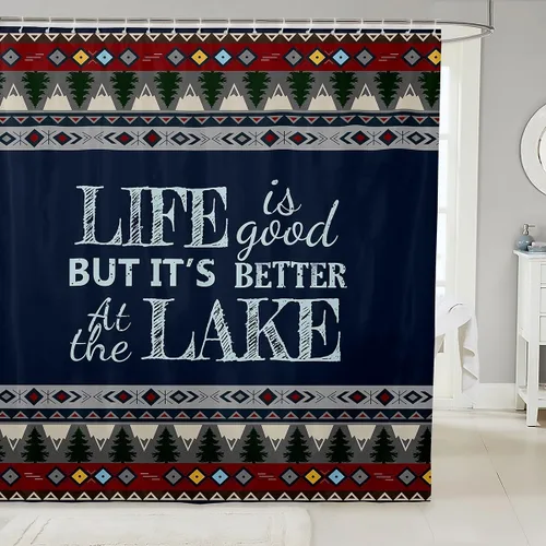 Miniatura 9 de Erosebridal Cortina de ducha náutica para niños y niñas, juego de cortinas de ducha de baño azul y blanco océano 72 x 72 pulgadas, cortina de ducha