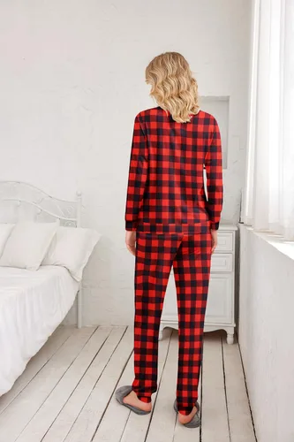 Miniatura 82 de Ekouaer Conjunto de pijama de manga larga para mujer, ropa de dormir suave con cuello redondo y bolsillos