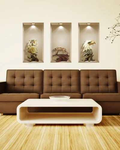 Juego de 3 pegatinas de pared de arte 3D imagen extraíble decoración del hogar vinilo azulejos calcomanías mural