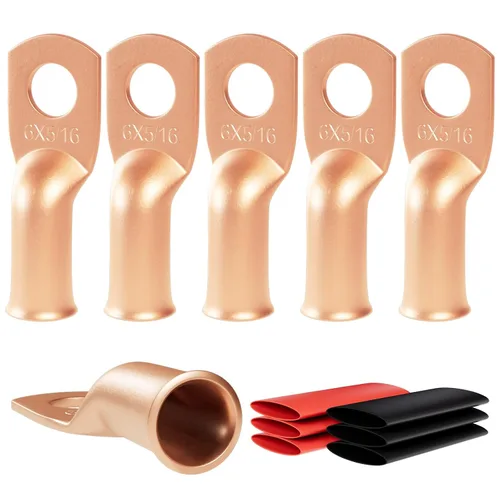 Miniatura 29 de 6 piezas 1/0 AWG - 1/2" (M12) Sanuke Terminales de anillo para cable de alambre con conectores de extremos resistentes para cable de batería, ojales