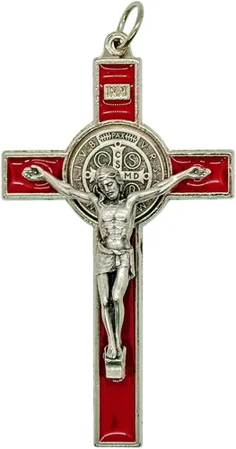 Miniatura 4 de Medalla de San Benito Crucifijo Santo Patrón de los Estudiantes y Europa Incluye estuche y cordón Gran regalo católico para la primera