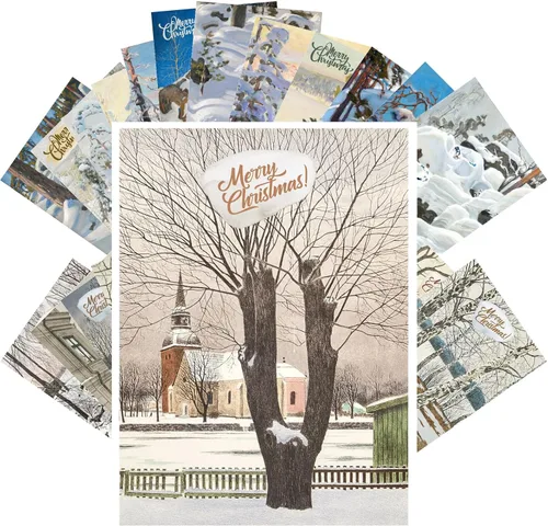 Miniatura 3 de PIXILUV Postales vintage (24 piezas de 4 x 6 pulgadas cada una) magníficos paisajes mágicos nevados postales de Navidad postales retro tarjeta
