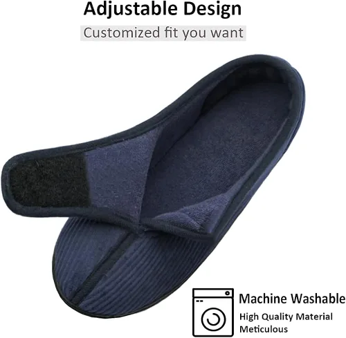 Miniatura 3 de Git-up Zapatillas diabéticas para hombres, artritis, edema con cierre ajustable, puntera hinchada, pantuflas de espuma viscoelástica, cómodas