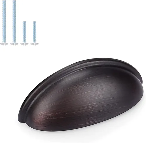 Miniatura 8 de Probrico Paquete de 5 tiradores para cajones de taza, color negro mate, manijas de gabinete para recipientes, manija de tocador de baño Blak de 3