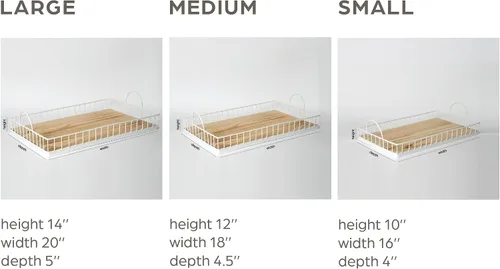 Miniatura 2 de Bandeja rectangular de madera para servir con marco de alambre, asas de metal, decorativa para mesa de café de comida, centro de mesa rústico