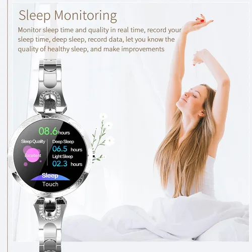 Miniatura 8 de Reloj inteligente para mujer, compatible con teléfonos Android/iOS. Rastreador de salud y fitness con frecuencia cardíaca, presión arterial
