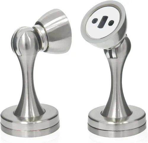 Miniatura 9 de HOMOTEK Paquete de 2 topes magnéticos para puerta, tope magnético para puerta, resistente punta de zinc y goma, soporte magnético para puerta, Negro