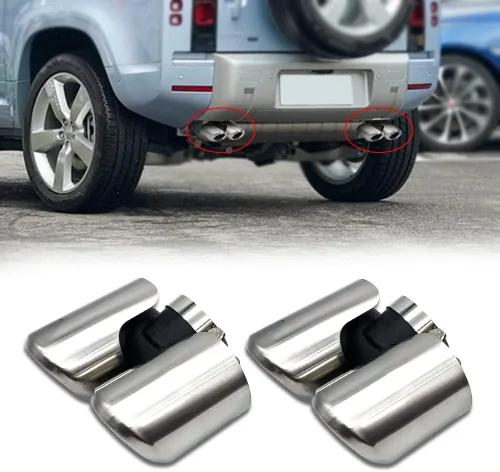 Tubo exterior de acero inoxidable para tubo de escape de garganta para Land Rover Defender 90 110 2020 2021 2022 Accesorios de coche (plata Plata