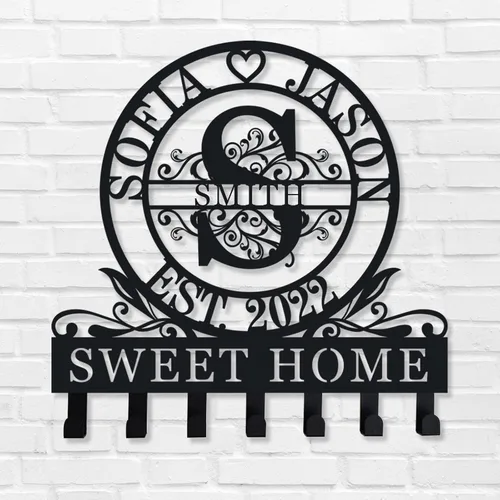 Soporte personalizado para llaves de pared, ganchos de pared con nombre de familia, organizador de llaves de metal, decoración para colgar llaves