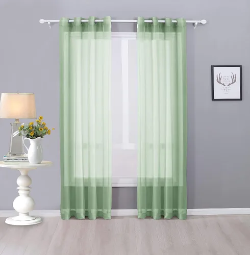 Miniatura 26 de Interior Trends Ariana - Juego de 2 cortinas de gasa transparente totalmente cosida con ojales (63 pulgadas de largo, beige)