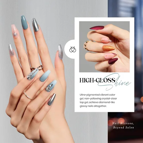 Miniatura 4 de Juego de esmaltes de uñas de gel Beetles Winter: 23 piezas, kit de esmaltes de uñas de gel burdeos, marrón, dorado, desnudo, rosa, negro, blanco