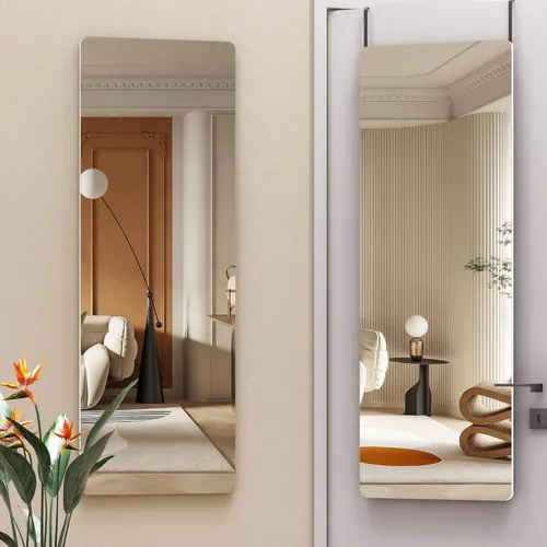 Hasipu Espejo de Puerta de Cuerpo Completo, 47" x 16" Espejo de Cuerpo Completo Sobre la Puerta Colgante Montado en Pared para Dormitorio, Sala de