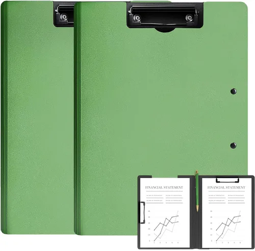 Miniatura 8 de Carpeta portapapeles plegable A4, carpeta portapapeles de oficina con clip de metal de doble clip, portapapeles de almacenamiento plegable de 360