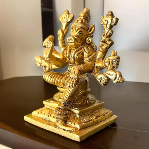 Miniatura 6 de LOVENSPIRE Estatua de la diosa Varahi Devi Amman de latón macizo para Pooja (3 pulgadas) – Ídolo de la deidad espiritual india para decoración