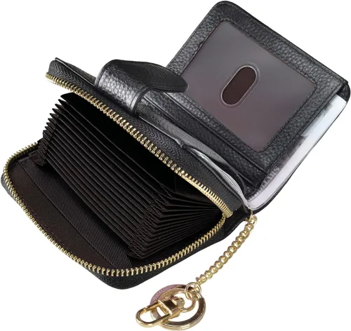 Miniatura 8 de Beurlike billetera de cuero, con tarjetero con bloqueo RFID, organizador, billetera segura para mujer