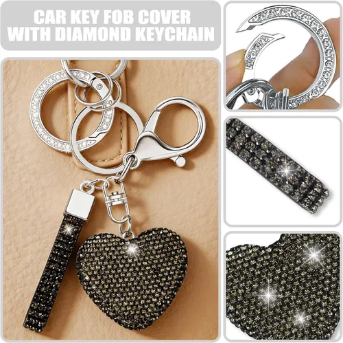 Miniatura 3 de Funda para llavero con llave de diamante en forma de corazón, funda para llave de coche compatible con Chevrolet Equinox Malibu Cruze Traverse