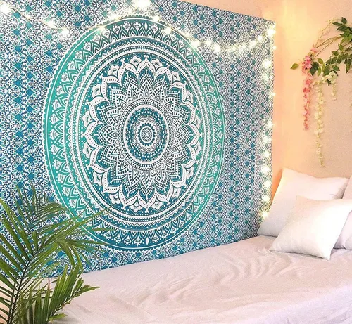 Miniatura 13 de RAJRANG - Tapiz con mandala para dormitorio y sala de estar, bohemio, para colgar en la pared, tapices de algodón