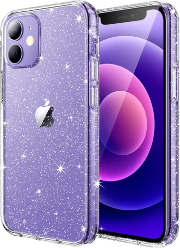 JETech Funda con purpurina para iPhone 12/12 Pro, 6.1 pulgadas, a prueba de golpes, bonita funda brillante para mujeres y niñas (transparente)