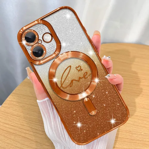 Miniatura 62 de ZIYE Funda Magnética Diseñada para iPhone 11 Funda con Purpurina Plateado de Lujo Corazón de Amor Compatible con MagSafe Funda Transparente