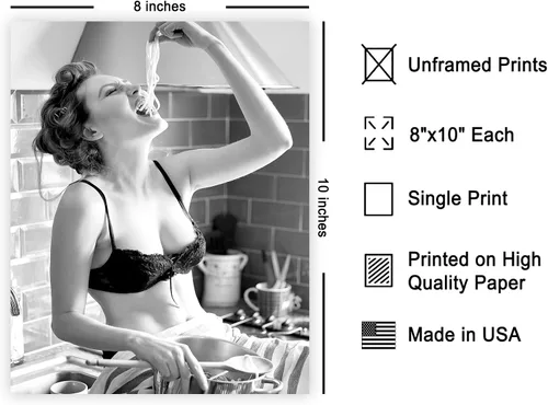 Miniatura 2 de Poster Master Póster con estampado de chica espagueti, cómete la pasta, arte de fotografía de moda, regalo para hombres y mujeres, decoración