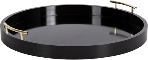 Miniatura 10 de Kate and Laurel Lipton - Bandeja decorativa redonda moderna de madera, 18 pulgadas de diámetro, marrón rústico y negro, bandeja decorativa