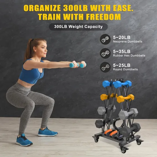 Miniatura 3 de Kipika Soporte para Mancuernas de Servicio Pesado de 3 Niveles Multifuncional, Soporte de Peso para Mancuernas, Equipo de Gimnasio en Casa, Adecuado