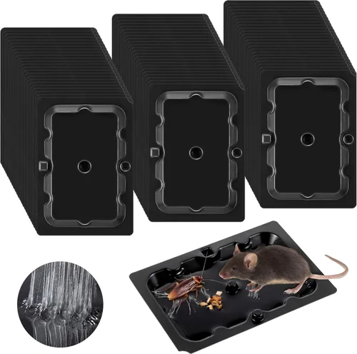 Miniatura 10 de Qualirey Paquete de 12 trampas de pegamento para ratones de 4.6 x 3.2 pulgadas, trampas adhesivas precebadas para ratones, ratas, cucarachas, Negro