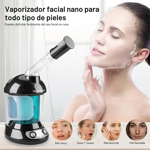 Miniatura 4 de Vaporizador Facial - DENFANY Vaporizador Facial Nano Iónico con Brazo Giratorio Extensible de 360° - Vaporizador Facial Portátil para Cuidado Azul