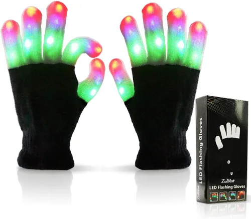 Luwint Guantes de iluminación LED coloridos intermitentes para niños de 8 a 12 años, adolescentes y adultos