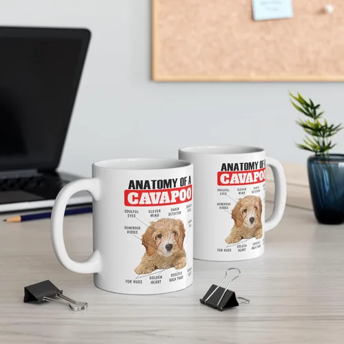 Miniatura 7 de Divertida taza de café de cerámica blanca de 11 oz con diseño de cachorro de Cavapoo
