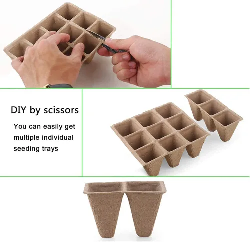 Miniatura 8 de Paquete de 10 bandejas de iniciación de semillas, 120 celdas de germinación orgánica, bandejas de semillas de germinación orgánica, kit de cultivo