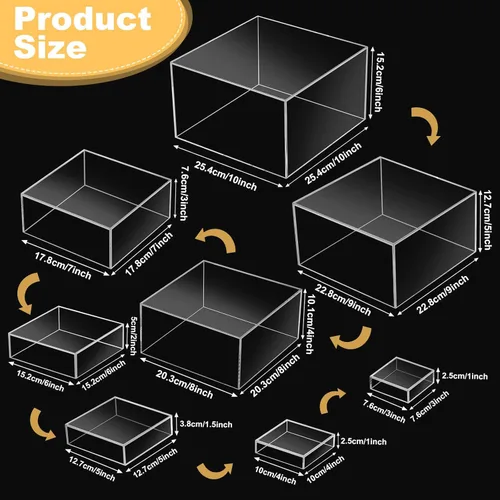 Miniatura 3 de Geelin Paquete de 8 elevadores acrílicos para buffet - Cajas cúbicas decorativas de 3 a 10 pulgadas, soportes de exhibición con fondos huecos