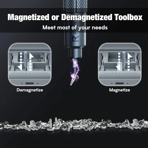 Miniatura 7 de PKEY Juego de mini destornilladores eléctricos, destornillador eléctrico de precisión, inalámbrico con 28 puntas magnéticas de precisión, par de 3