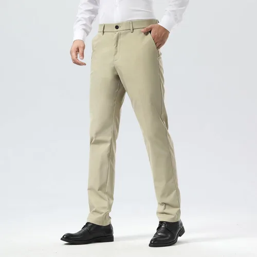 Miniatura 8 de Plaid&Plain - Pantalones chinos, a los tobillos de corte ajustado, elásticos, color caqui, para hombre