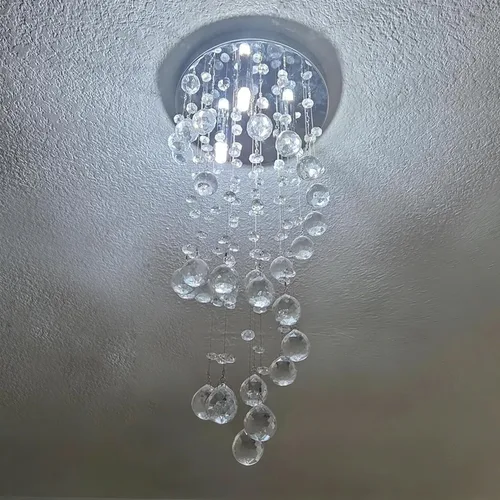 Miniatura 3 de 3-Lights Spairal Crystal Chandelier,Modern Raindrop Light Fixture Pendant Ceiling Mount Lamp Lighting Fixtures for LivingRoom, Bedroom, Bathroom D9