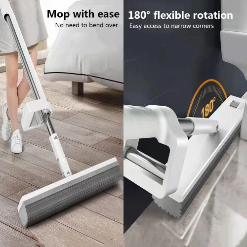 Miniatura 3 de JINYISI Trapeador, trapeador de piso, fregona de madera dura, fregona de esponja, fregona fácil de apretar, trapeadores para limpieza de pisos
