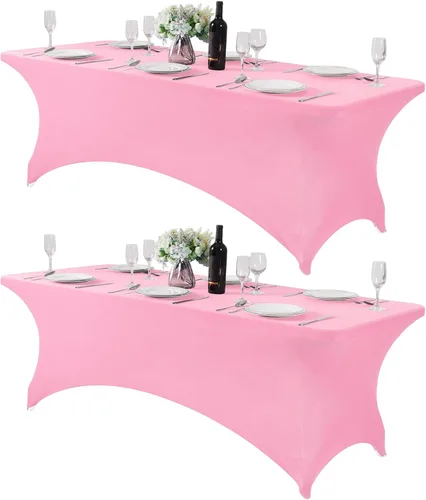 Miniatura 150 de Mantel de elastano para mesas de 4, 6 u 8 pies, mantel elástico universal ajustable para fiestas, banquetes, bodas y eventos - Verde manzana