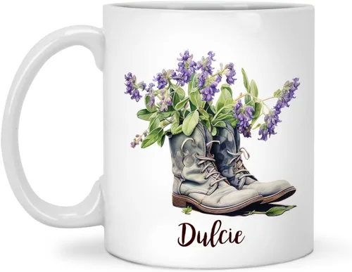 Miniatura 19 de Tazas de cerámica personalizadas del cubo de rosas con nombre, Taza de flores, Taza de café de flores de rosas personalizadas, Taza de té floral