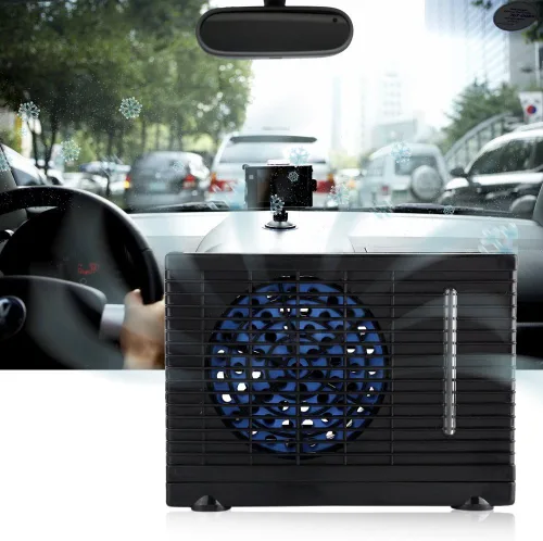 Miniatura 4 de Ventilador portátil de 12 V para coche, camión, hogar, mini ventilador de aire acondicionado, enfriador de agua evaporativo, 7.9 x 4.3 x 5.9 pulgadas