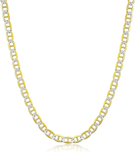 PORI JEWELERS Cadena de oro de 18 quilates sobre plata de ley 925 maciza con corte de diamante de dos tonos, 0.098 in, 0.138 in, 0.177 in, 0.217 in,