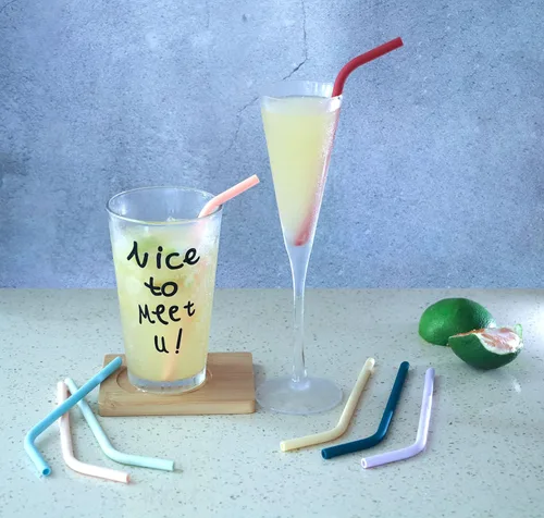 Miniatura 3 de Popotes reutilizables delgados y cortos de 6.7" de silicona flexibles y lindos para niños, bebés y niños pequeños, para vasos de vino/Yeti de 6, 10