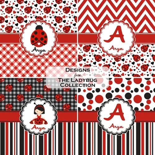 Miniatura 8 de Taza de café personalizada Ladybugs & Gingham de 11 onzas, color blanco