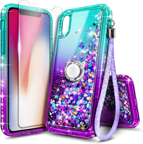 Miniatura 23 de NGB Diseñada para Funda de Teléfono iPhone 11, Morado/Azul Funda Bonita con Purpurina Líquida Brillante para Mujeres Niñas Niños con Protector