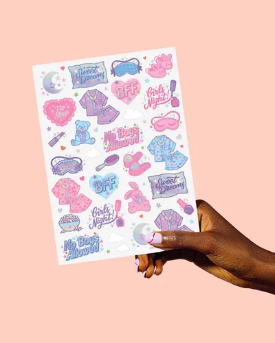 Miniatura 5 de xo, Fetti Tatuajes temporales de fiesta rosa para niñas – 52 estilos Suministros de fiesta de cumpleaños rosa, recuerdos de bolsa de regalos
