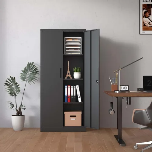 Miniatura 7 de Gabinete de almacenamiento de metal con cerradura, armario de almacenamiento de metal con bloqueo de 69 pulgadas con 3 estantes ajustables, gabinete